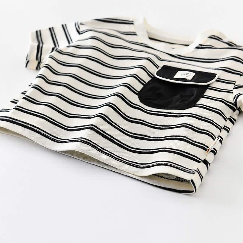 Baby Toddler Boys Cotton Striped Top or Solid Black Shorts - image 5