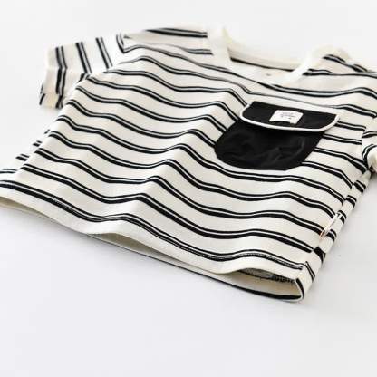 Baby Toddler Boys Cotton Striped Top or Solid Black Shorts - image 5