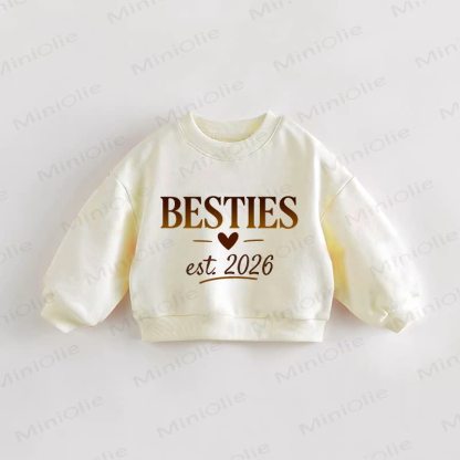 BESTIES EST.2026  Baby Toddler Slogan Sweatshirt - Cream - 3-5T - image 1