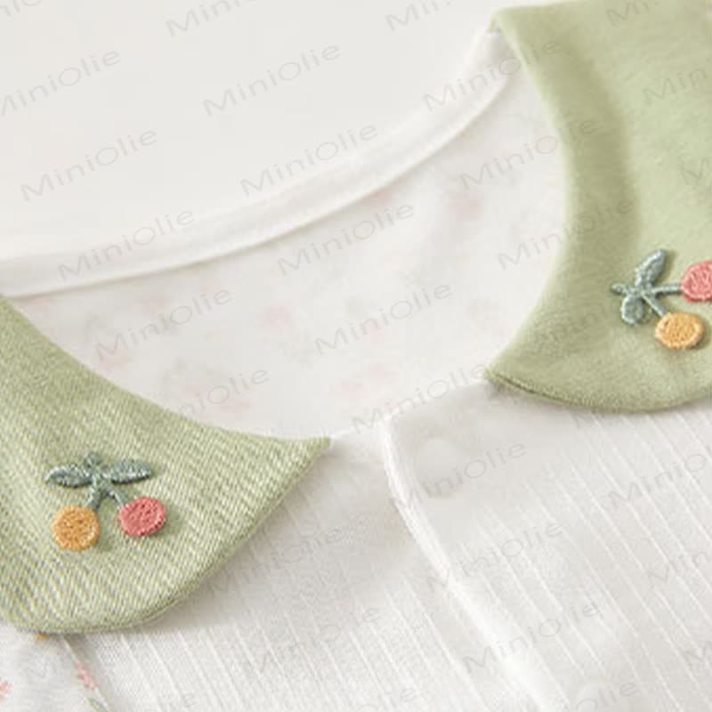 Baby Girl Cherry&Floral Peter Pan Collar Romper - image 3
