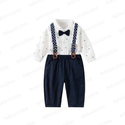 Baby Toddler Suspender Pants and Shirt Set - White Blue Sailboat - 5-7T - image 13
