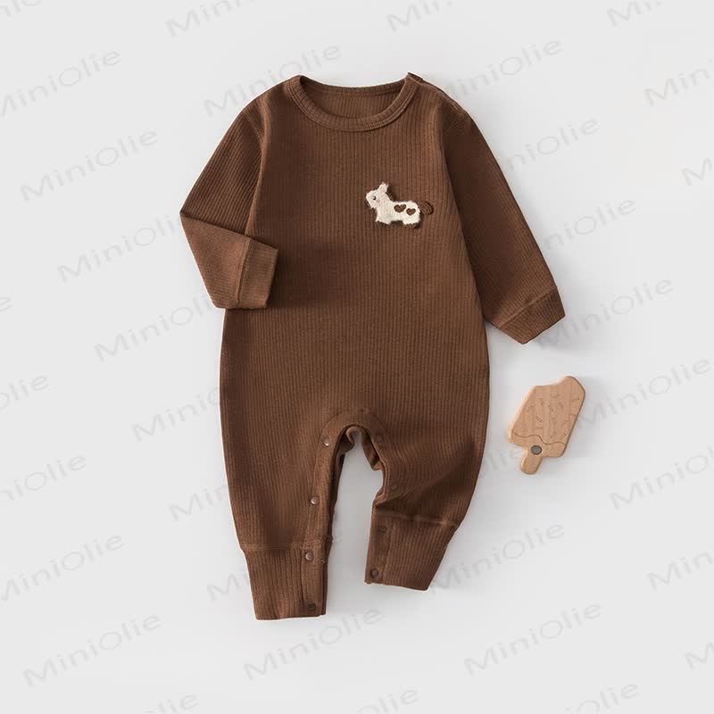 Baby Cartoon Horse Ribbed Romper - Brown - 18-24M - image 10