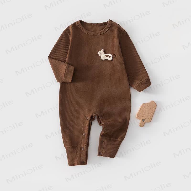 Baby Cartoon Horse Ribbed Romper - Brown - 18-24M - image 10