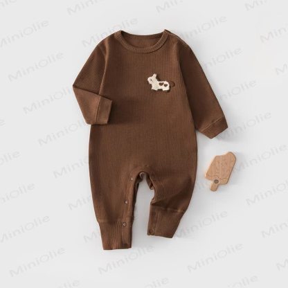 Baby Cartoon Horse Ribbed Romper - Brown - 18-24M - image 10