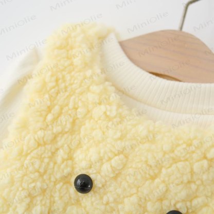 Baby Girl Yellow Duck Fleece Sleeveless Dress - image 4