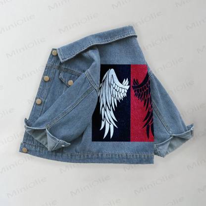 Toddler Kid Angel Wings Denim Jacket - Blue - 10-11T - image 1