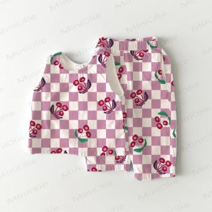 Toddler Redcurrant Plaid 2-piece Sleeveless Set - White - 5-7T - image 1