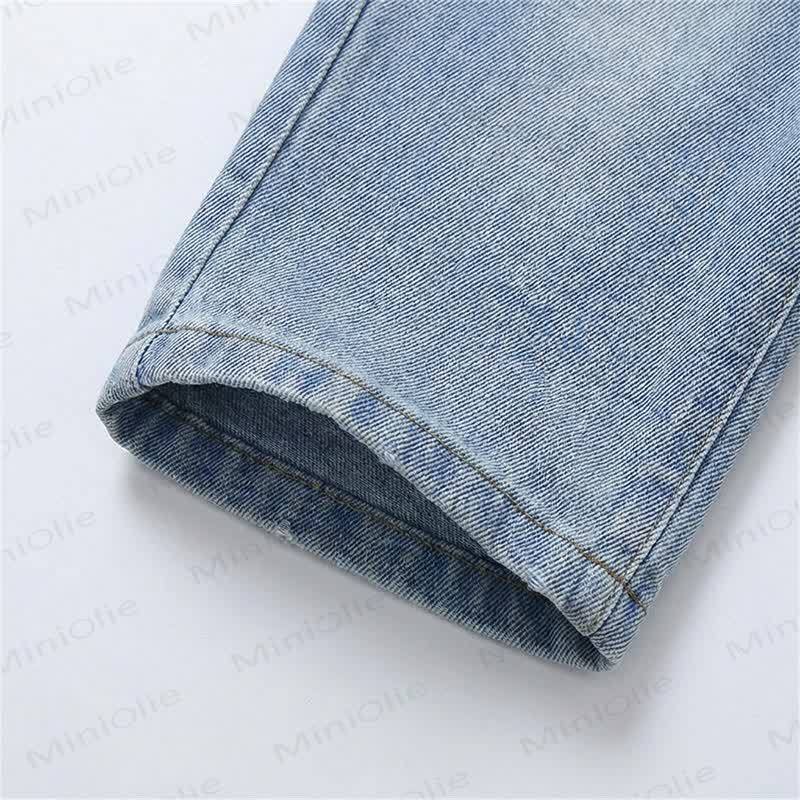 Toddler Embroidered Puppy Light Wash Denim Pants - image 8