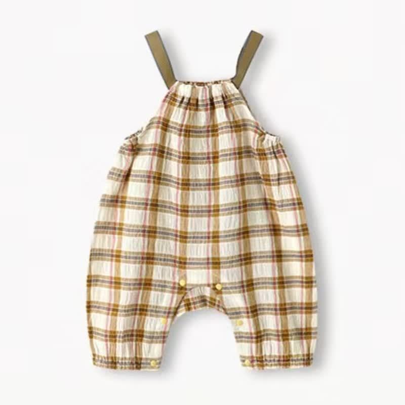 Baby Plaid Suspender Romper - Yellow - 18-24M - image 5