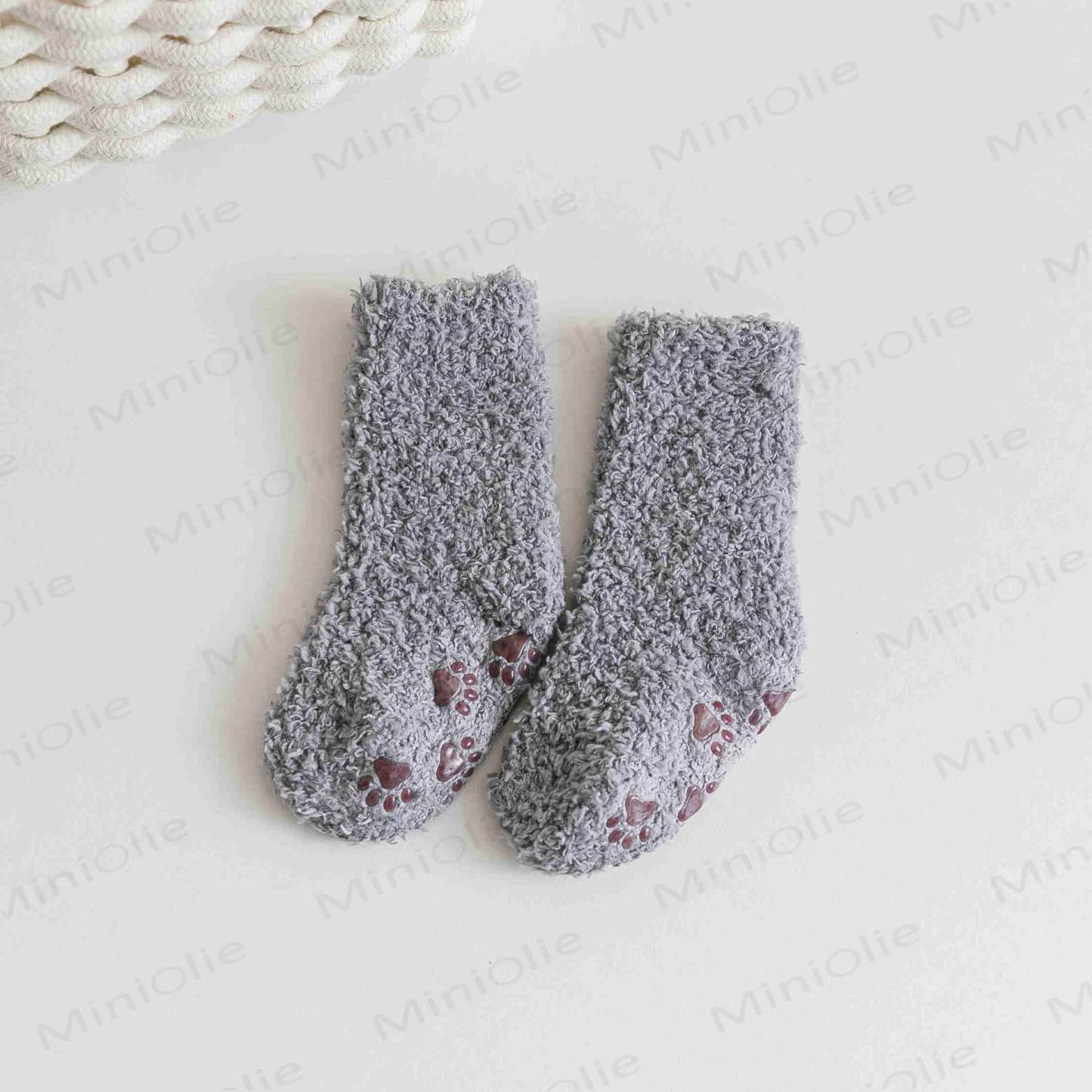 Baby Solid Color Fleece Floor Socks - Grey - 3-5T - image 13