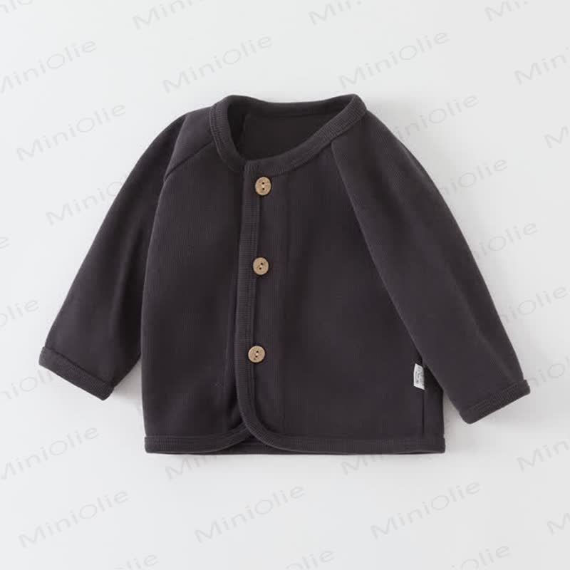  Baby Solid Color Knitted Cardigan Sweater - Black Gray - 3-5T - image 5