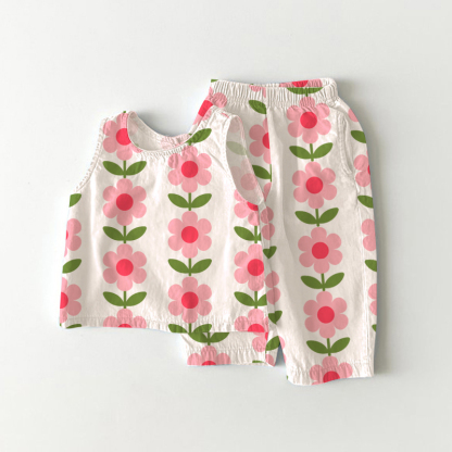 Baby Toddler Floral White Top and Shorts 2-piece Set - White - 3-4T - image 1