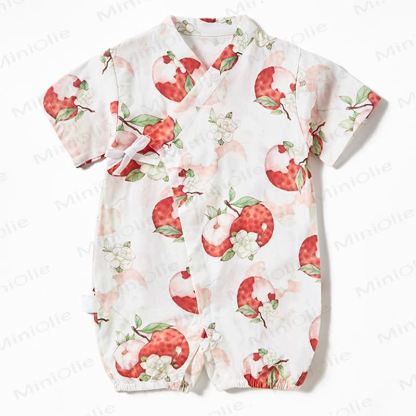 Baby Fruit Print Wrap Romper - Lychee - 18-24M - image 4