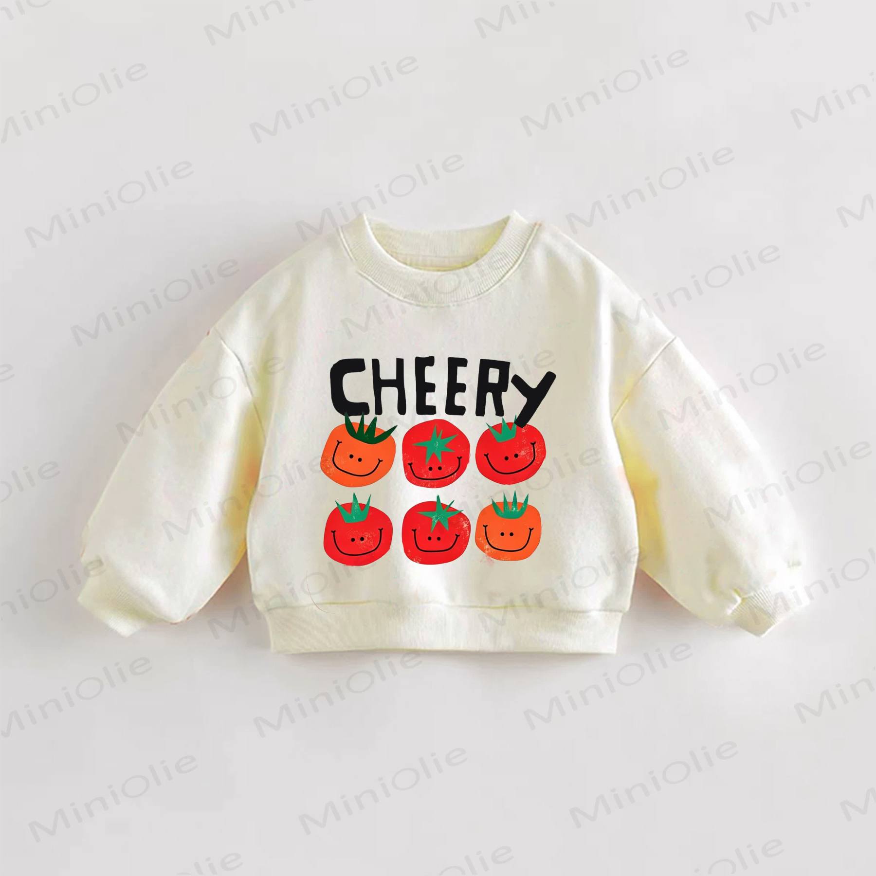 CHEERY Baby Toddle Tomato Print Sweatshirt - Cream - 3-5T - image 1