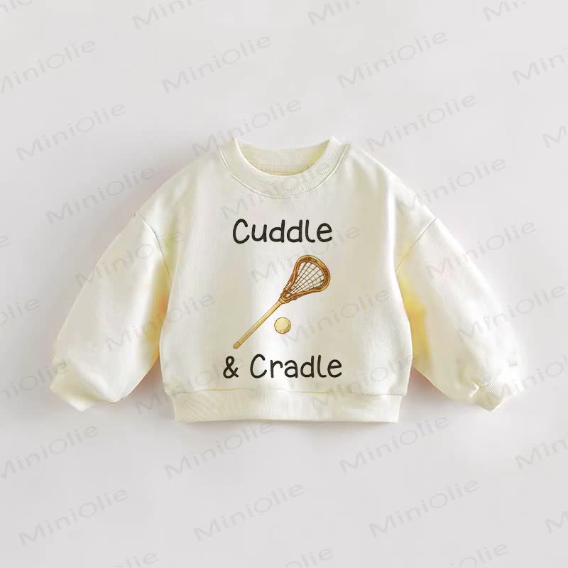 CUDDLE&CRADLE Baby Toddler Lacrosse Stick Print Sweatshirt - Cream - 3-5T - image 1