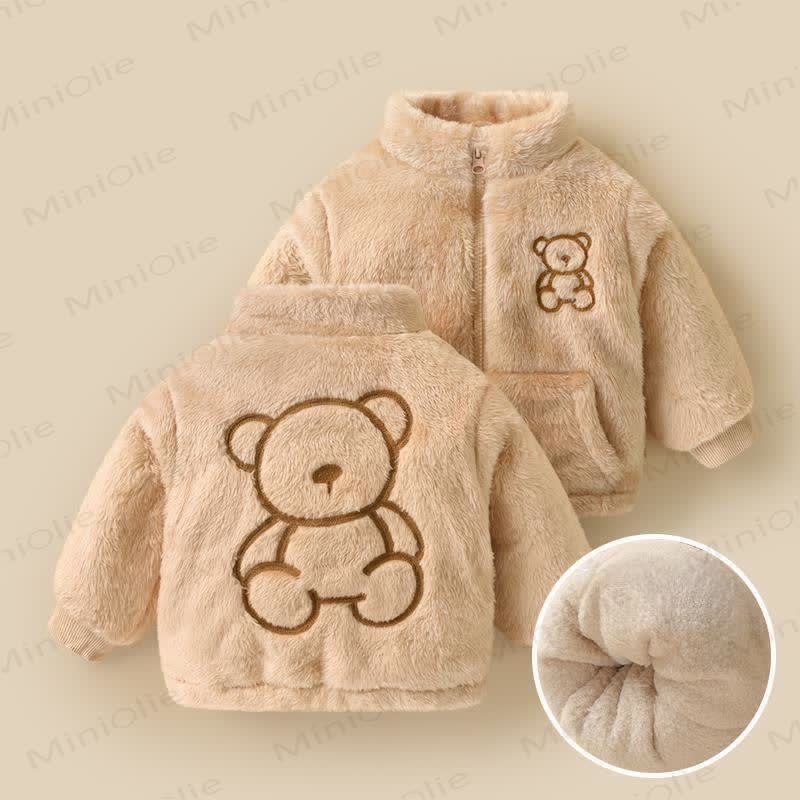 Baby Toddler Bear Fleece Outerwear - Beige - 5-7T - image 3