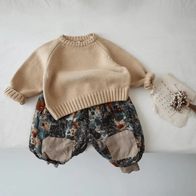 Kid Solid Color Crew Neck Knitted Sweater - image 20
