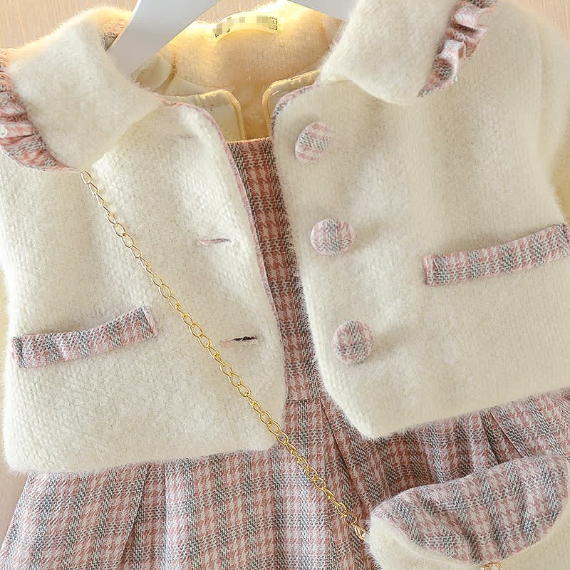 Toddler Plaid Dress and Cardigan with Bag - image 7