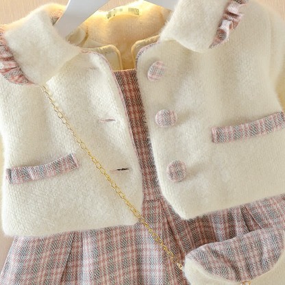 Toddler Plaid Dress and Cardigan with Bag - image 7