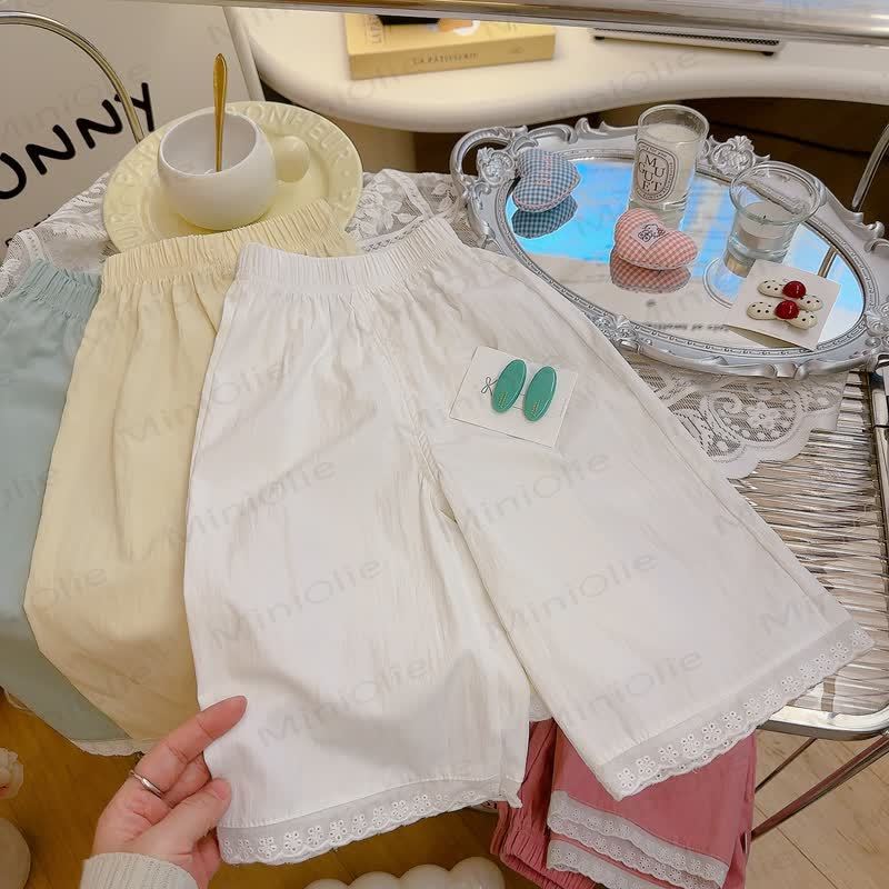 Toddler Girl Lace Casual Essential Pants - White - 12-13T - image 10