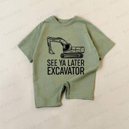 SEE YA LATER EXCAVATOR Baby Green Excavator Print Romper - Green - 18-24M - image 1