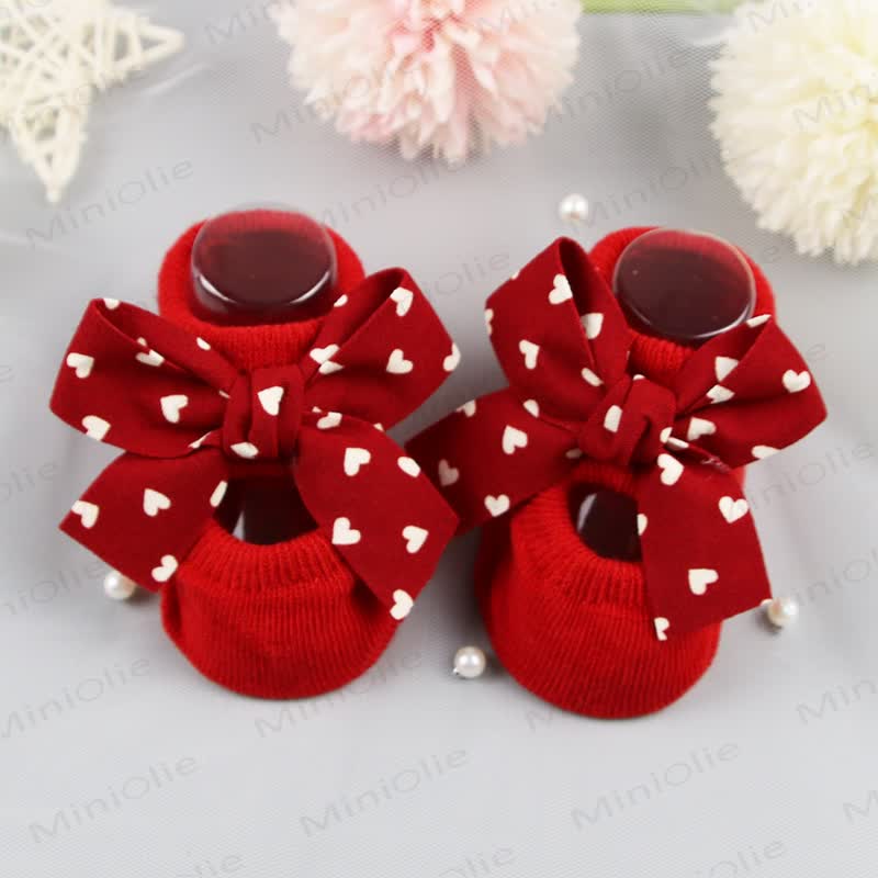 Baby Christmas Bow Pre-walker Socks - Heart - 0-12M - image 9