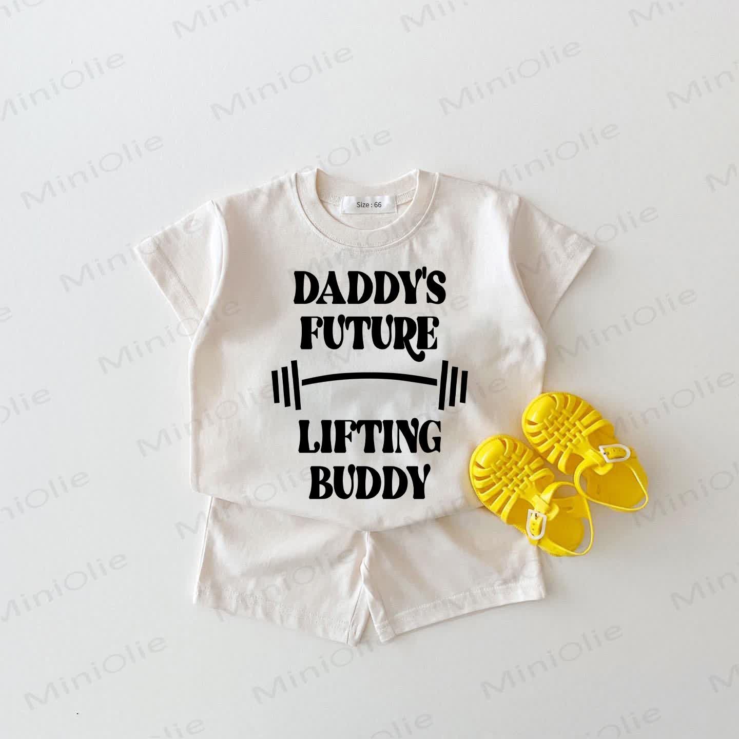 DADDY'S FUTURE LIFTING BUDDY Baby White Tee and Shorts 2-piece Set - White - 18-24M - image 1