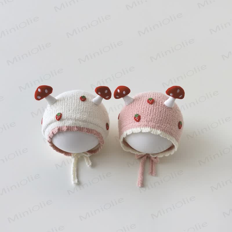 Baby Mushroom Strawberry Lovely Knit Bonnet - image 4