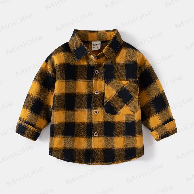 Kid Boy Vintage Plaid Shirt - Yellow - 8Y - image 4