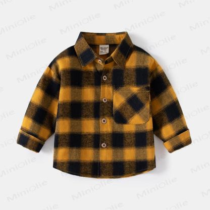 Kid Boy Vintage Plaid Shirt - Yellow - 8Y - image 4