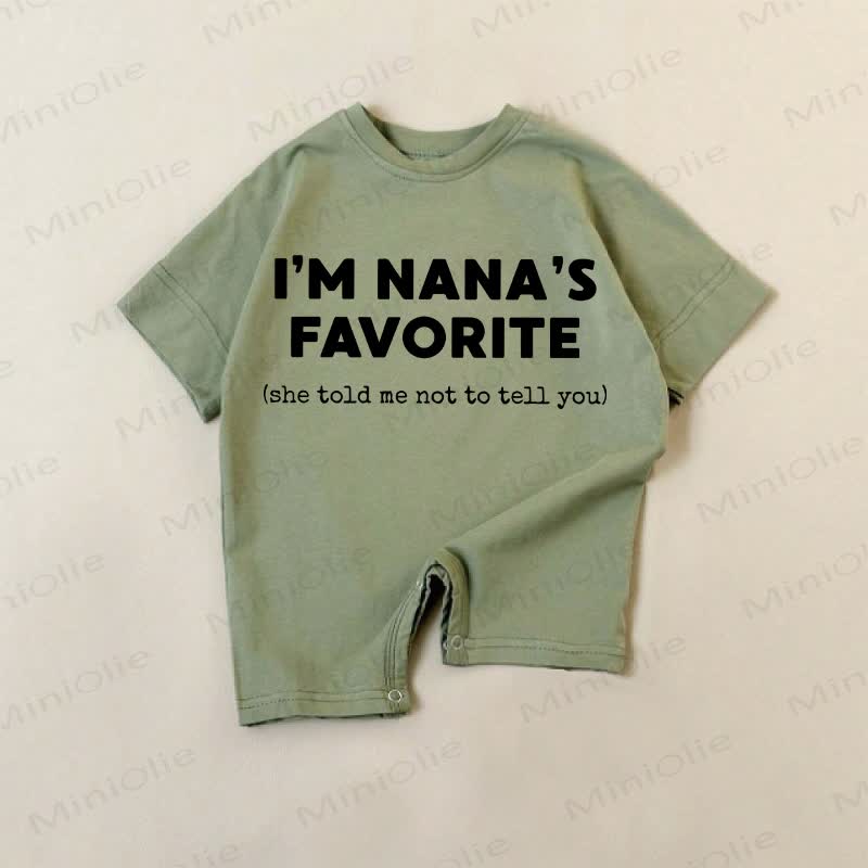 I'M NANA'S FAVORITE (SHE TOLD ME NOT TO TELL YOU) Baby Green Romper - Green - 18-24M - image 1