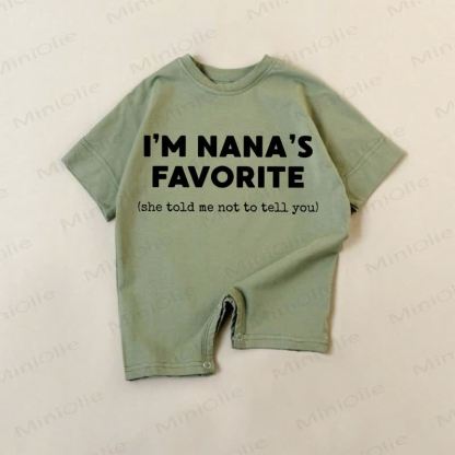 I'M NANA'S FAVORITE (SHE TOLD ME NOT TO TELL YOU) Baby Green Romper - Green - 18-24M - image 1