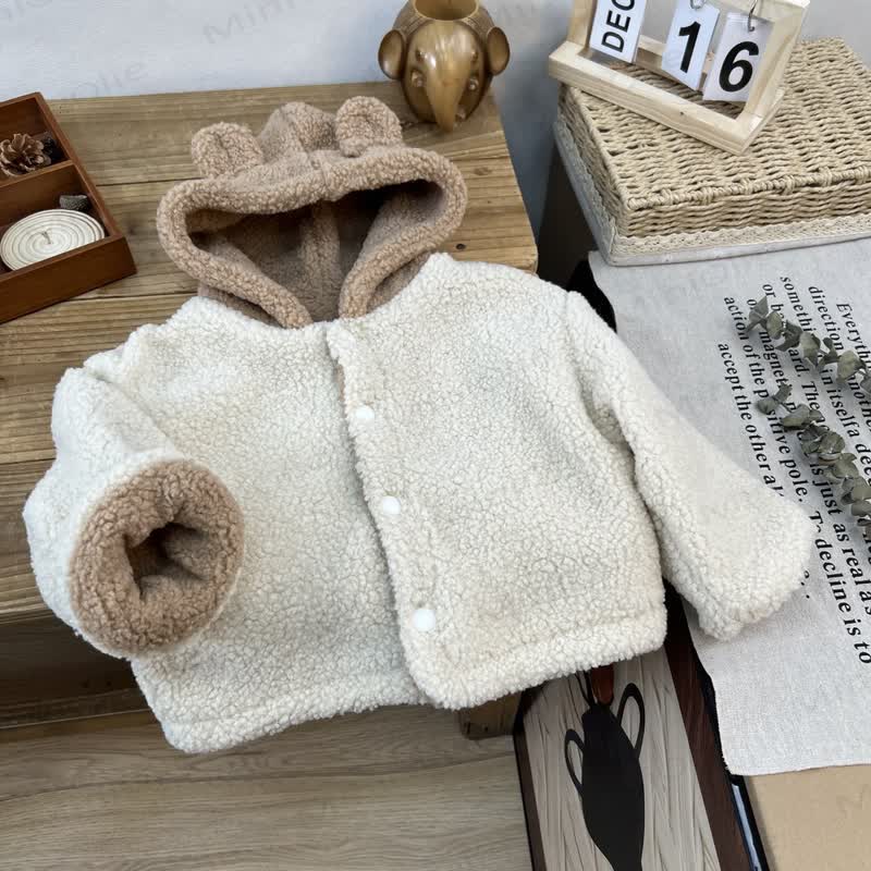 Baby Toddle Fashion Fleece Comfortt Outerwear - Beige - 8Y - image 3