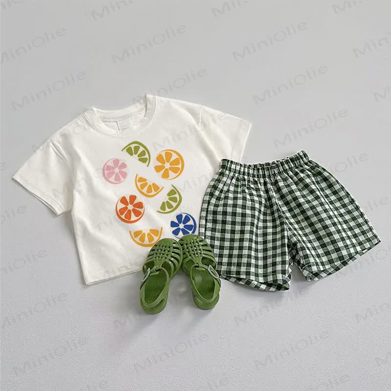 Baby Toddler Lemon Print Short-Sleeve Set - Green - 3-5T - image 1