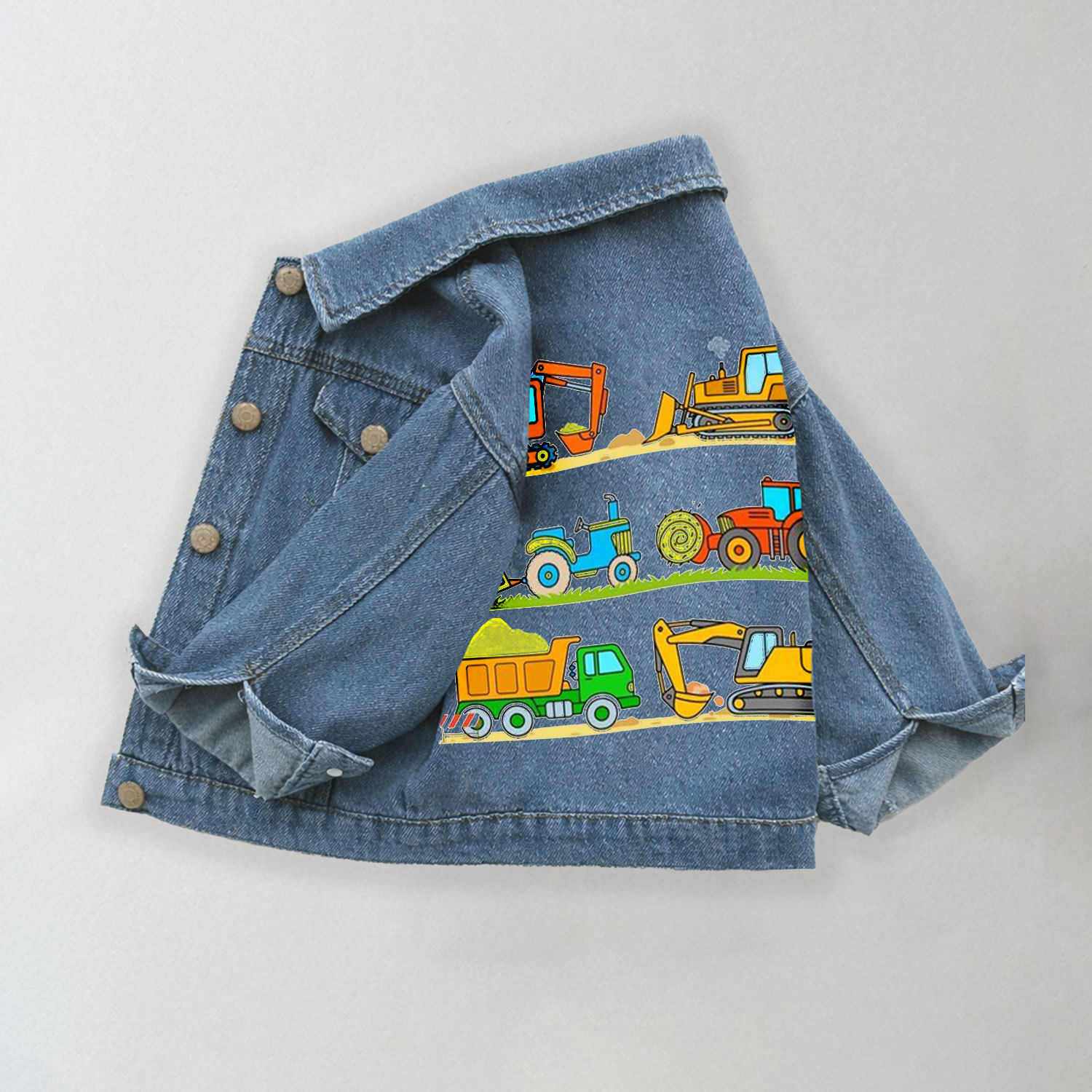 Toddler Kid Excavator Denim Jacket - Blue - 10-11T - image 1