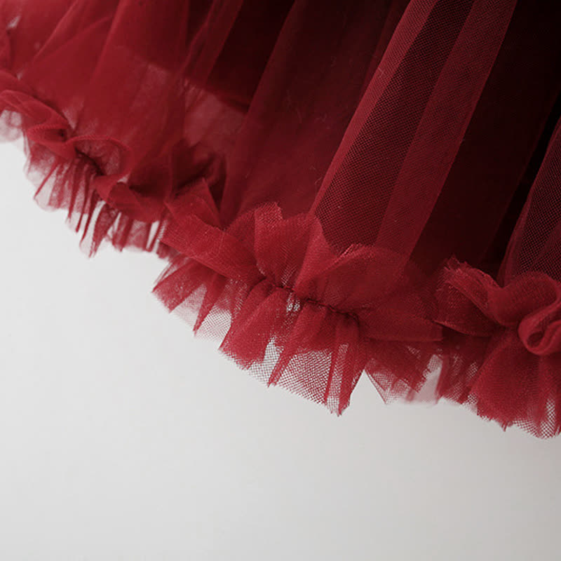 Baby Girl Bear Bow Red Fleece Lined Mesh Dress  - image 13