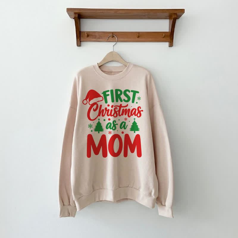 FIRST CHRISTMAS AS A DAD/MOM Daddy/Mommy and Me Sweatshirt - Beige - MOM Sweatshirt: XL - image 4