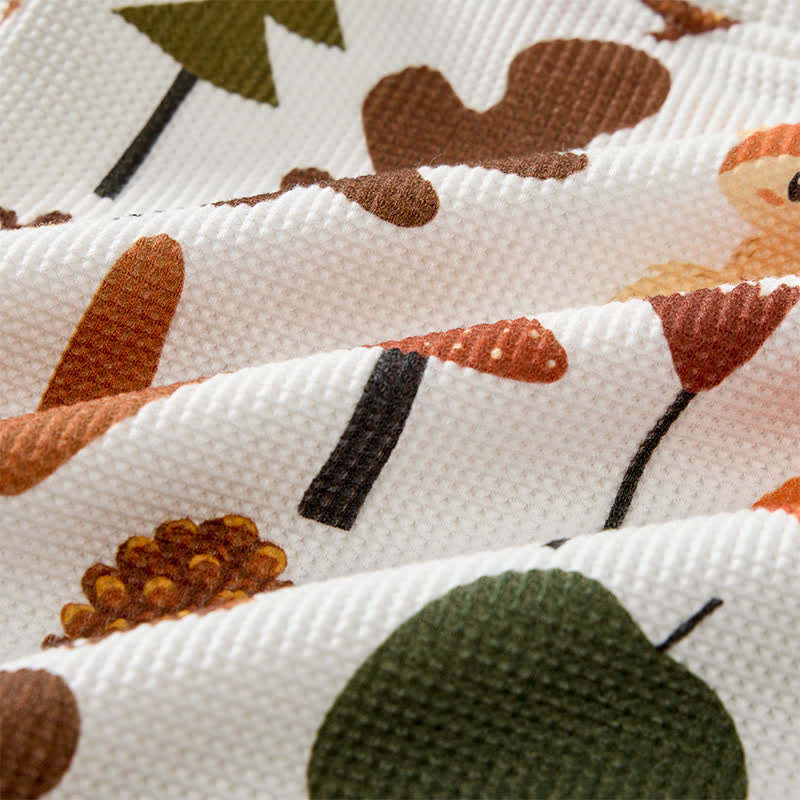 Baby Fox Deer Mushroom Pumpkin Print Waffle 2-piece Set - image 6
