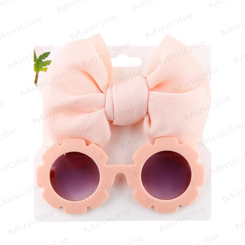 Baby Sunglasses and Bowknot Headband Set - Light Pink - image 3