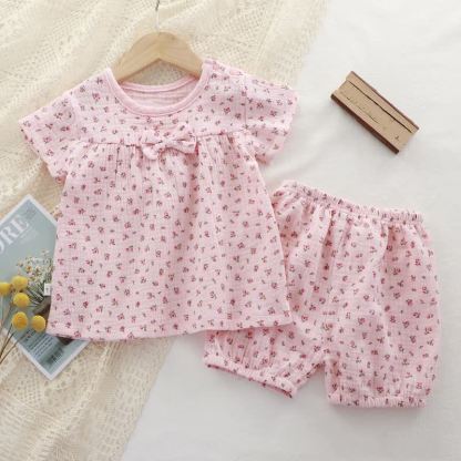 Toddler Girl Floral Print Tee and Shorts Pajamas 2-piece Set - Pink - 4-5T - image 3