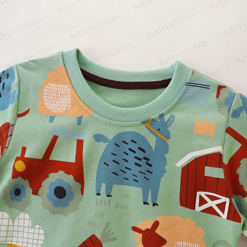 Kid Boy Cartoon Abstract Farm Animals Sweatshirt - image 3