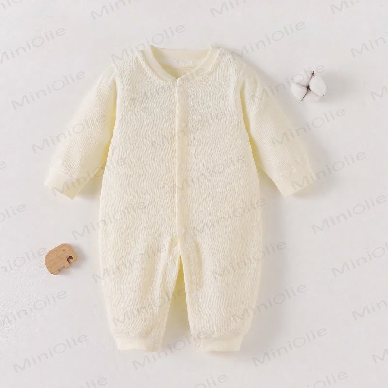 Baby Animal Print Textured Long Sleeve Snap Front Romper - Yellow - 18-24M - image 4