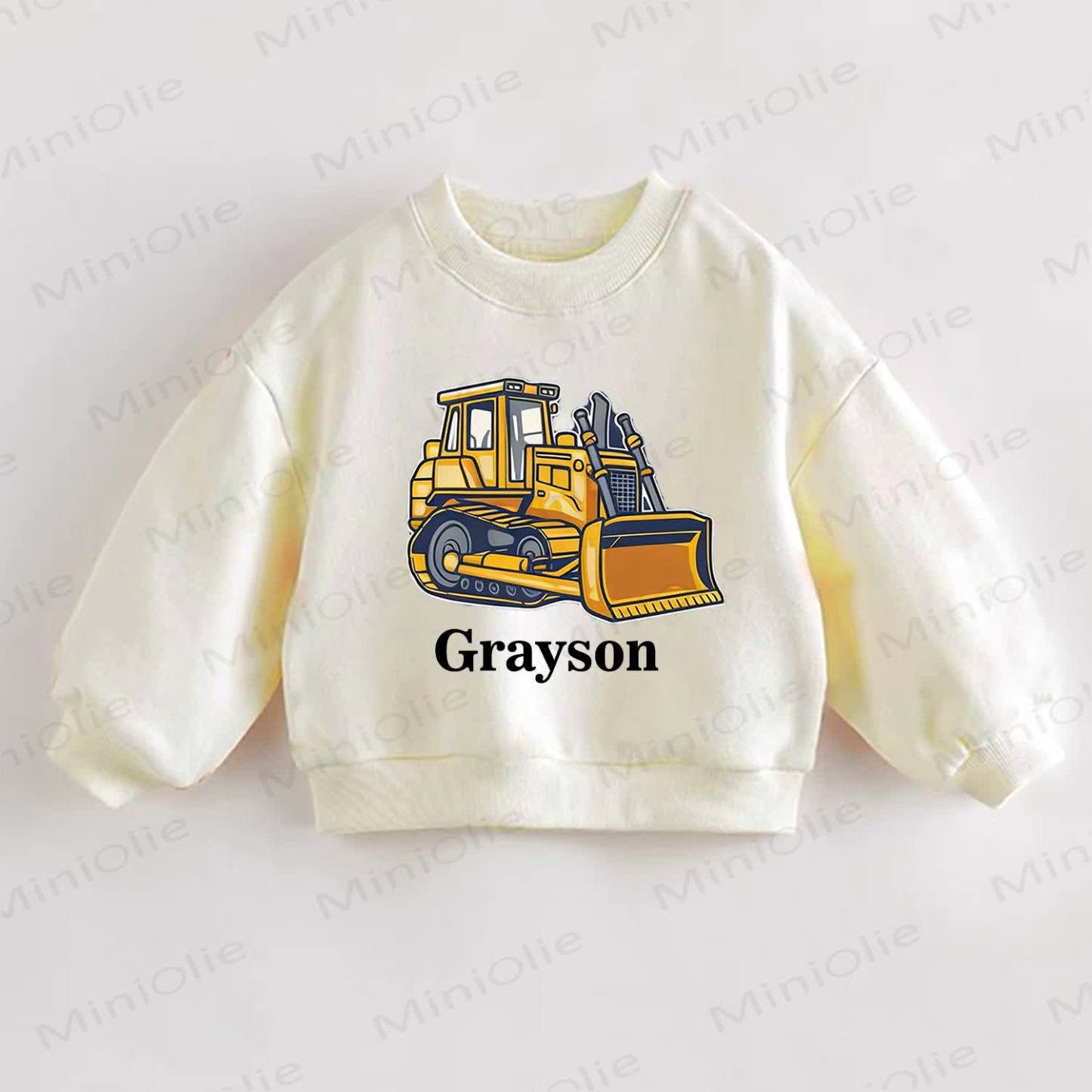Personalized Retro Bulldozer Name Customization Baby Sweatshirt - image 1