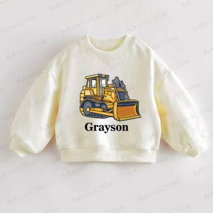 Personalized Retro Bulldozer Name Customization Baby Sweatshirt - image 1
