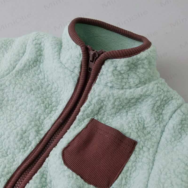 Baby Contrast Color Fleece Romper - image 9