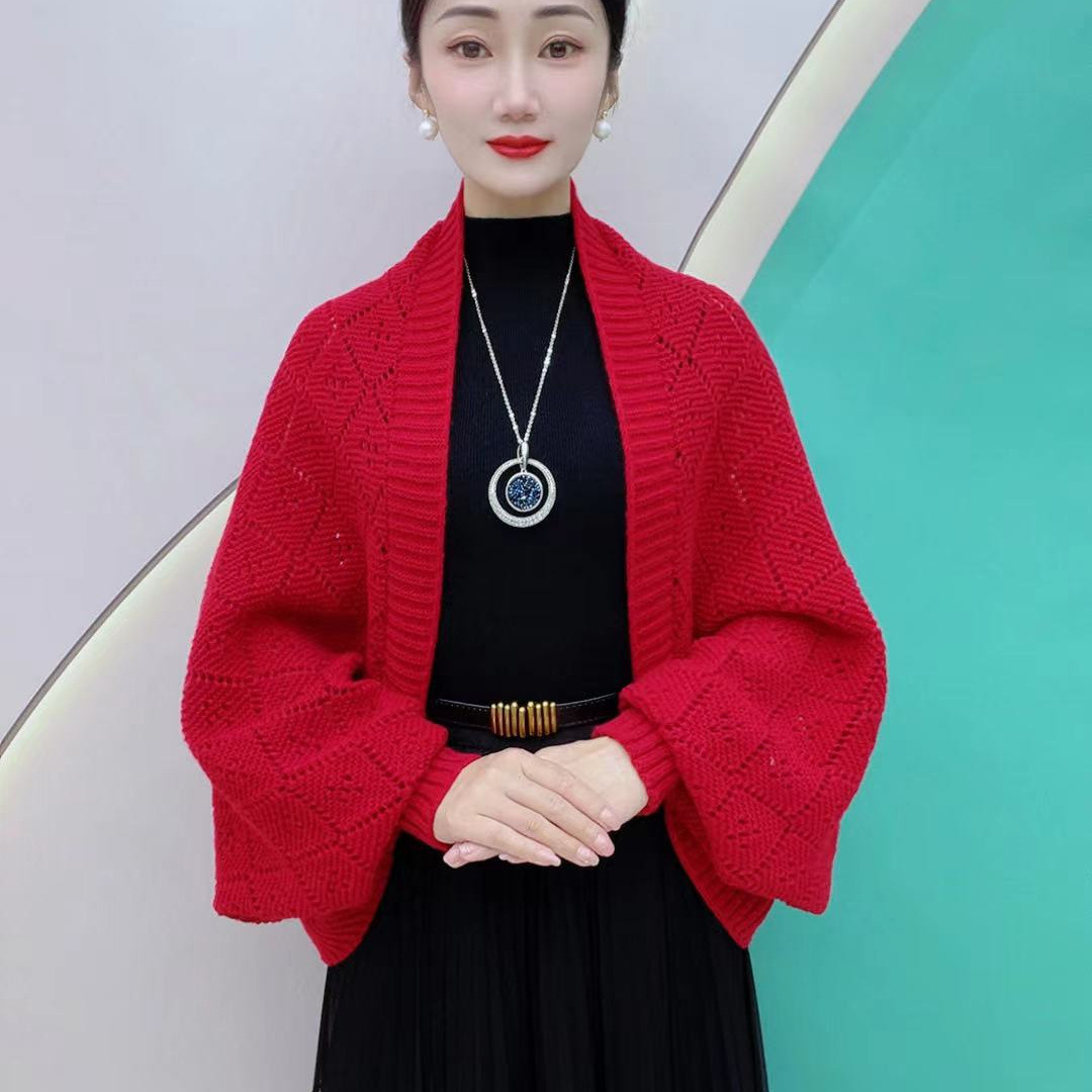 【Versatile Clothing】Plaid Knit Shawl Cardigan