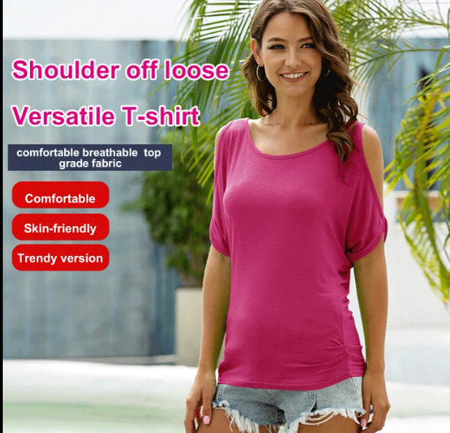Shoulder Off Loose Versatile T-Shirt