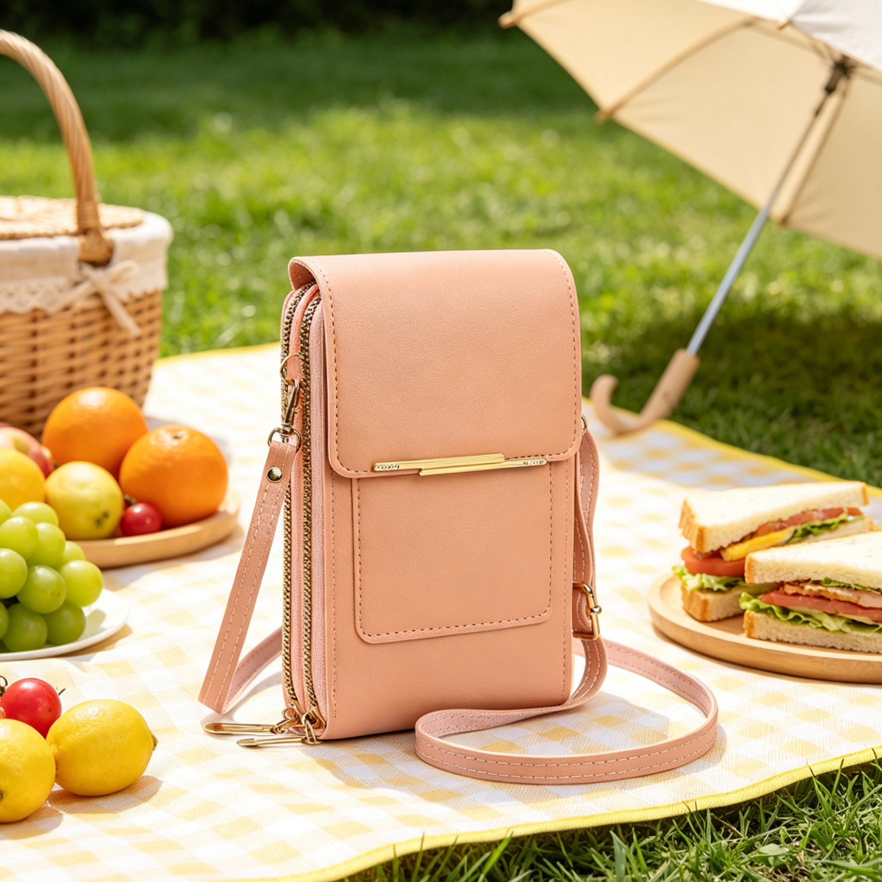 Multi-Functional Touchscreen Zipper Pouch | 3-in-1 Phone Purse & Cardholder | Anti-Theft Crossbody Bag | Premium Vegan Leather