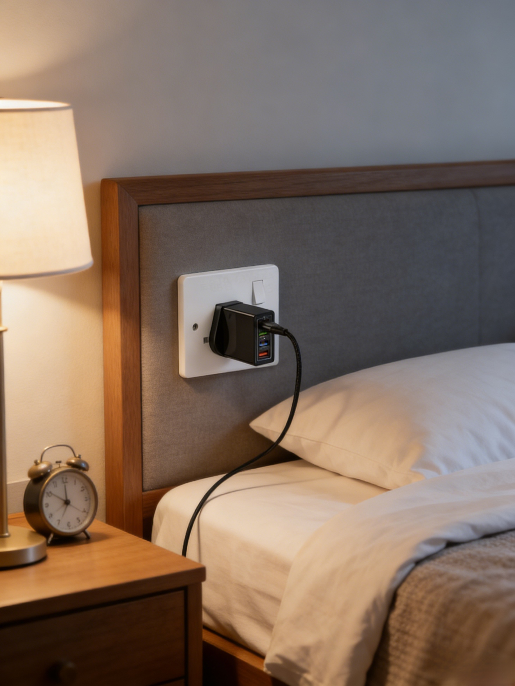 4-Port Smart Travel Charger (UK Plug) | Intelligent Power Delivery & Battery Health Protection | Multi-Device Fast Charging for Phone, Tablet & Watch | Compact Everyday Carry