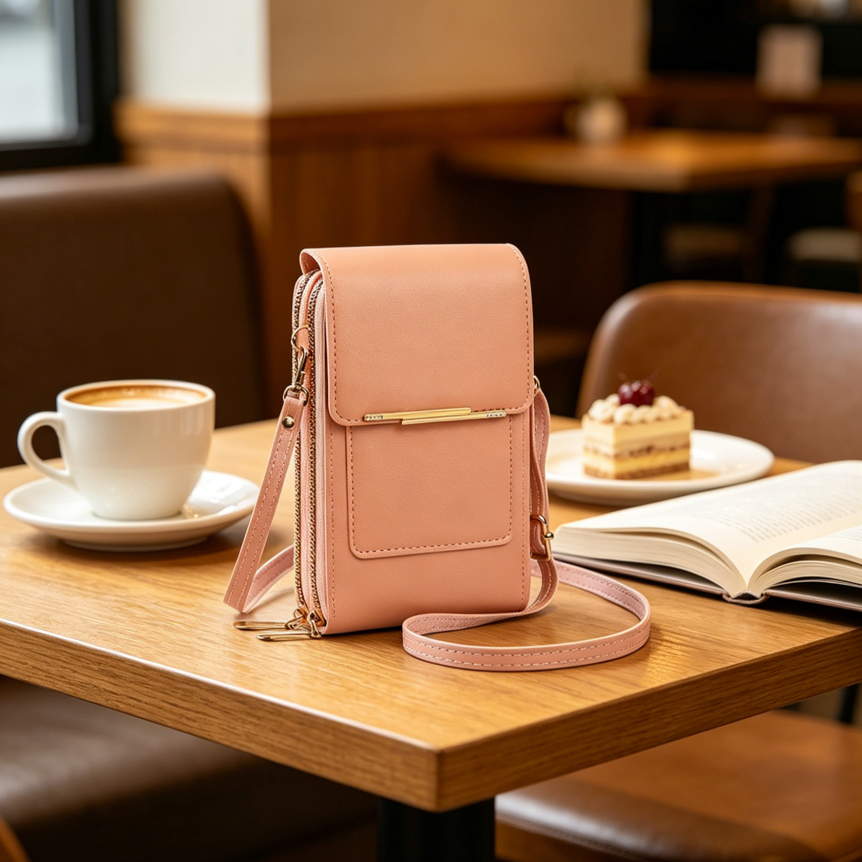 Multi-Functional Touchscreen Zipper Pouch | 3-in-1 Phone Purse & Cardholder | Anti-Theft Crossbody Bag | Premium Vegan Leather